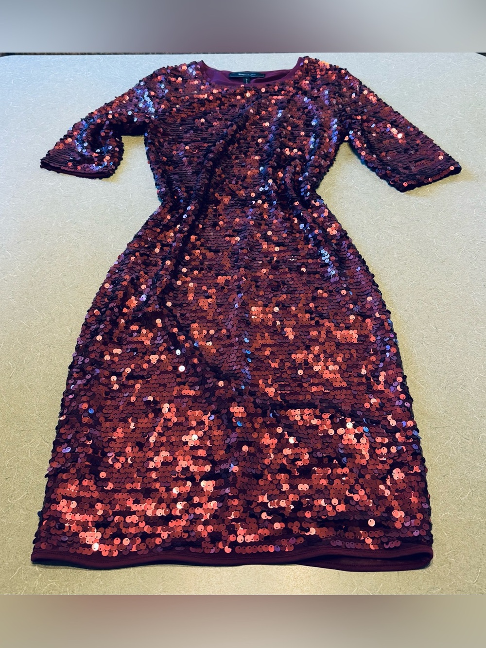 BCBGMAXAZRIA Marta Burgundy Sequin Bodycon Cocktail Dress S
